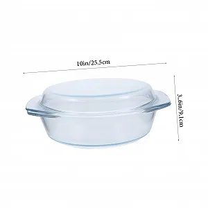 Форма для запікання BESTYASH скляна кругла з кришкою та ручками для мікрохвильової печі synthetic.ua - Фото 1