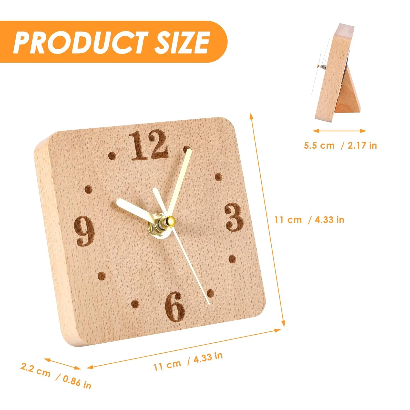 Настольные часы ZONJIE Деревянные, 11 см, аналоговые, фото №8