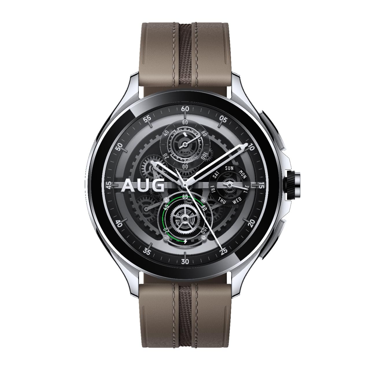 Смарт-годинник Xiaomi Watch 2 Pro Bluetooth® Сріблястий корпус, Коричневий шкіряний ремінець, фото №2