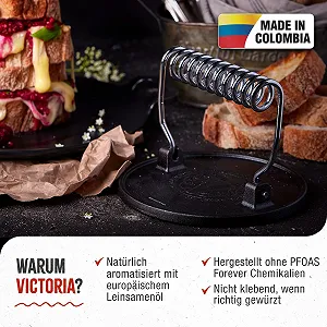 Пресс для бургеров Victoria Burger Smasher чугунный 16.5 см PTFE-Free synthetic.ua - Фото 1
