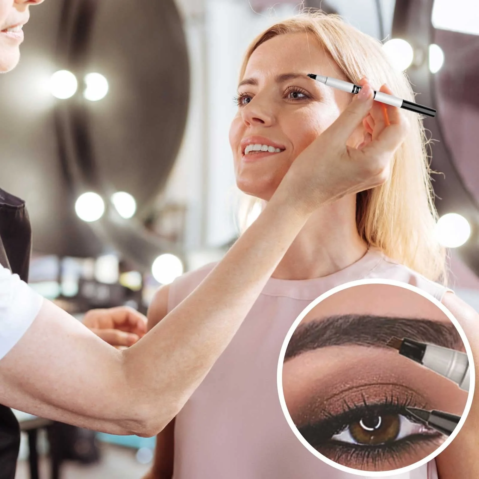 Двусторонняя Подводка для глаз Non Staining Water Eyebrow Pencil Waterproof Long Lasting Depigmentation Four Fork Set Waterproof Lazy Eyebrow Pencil Eyeliner 3 Sets of 6 мл (Черный,), фото №4