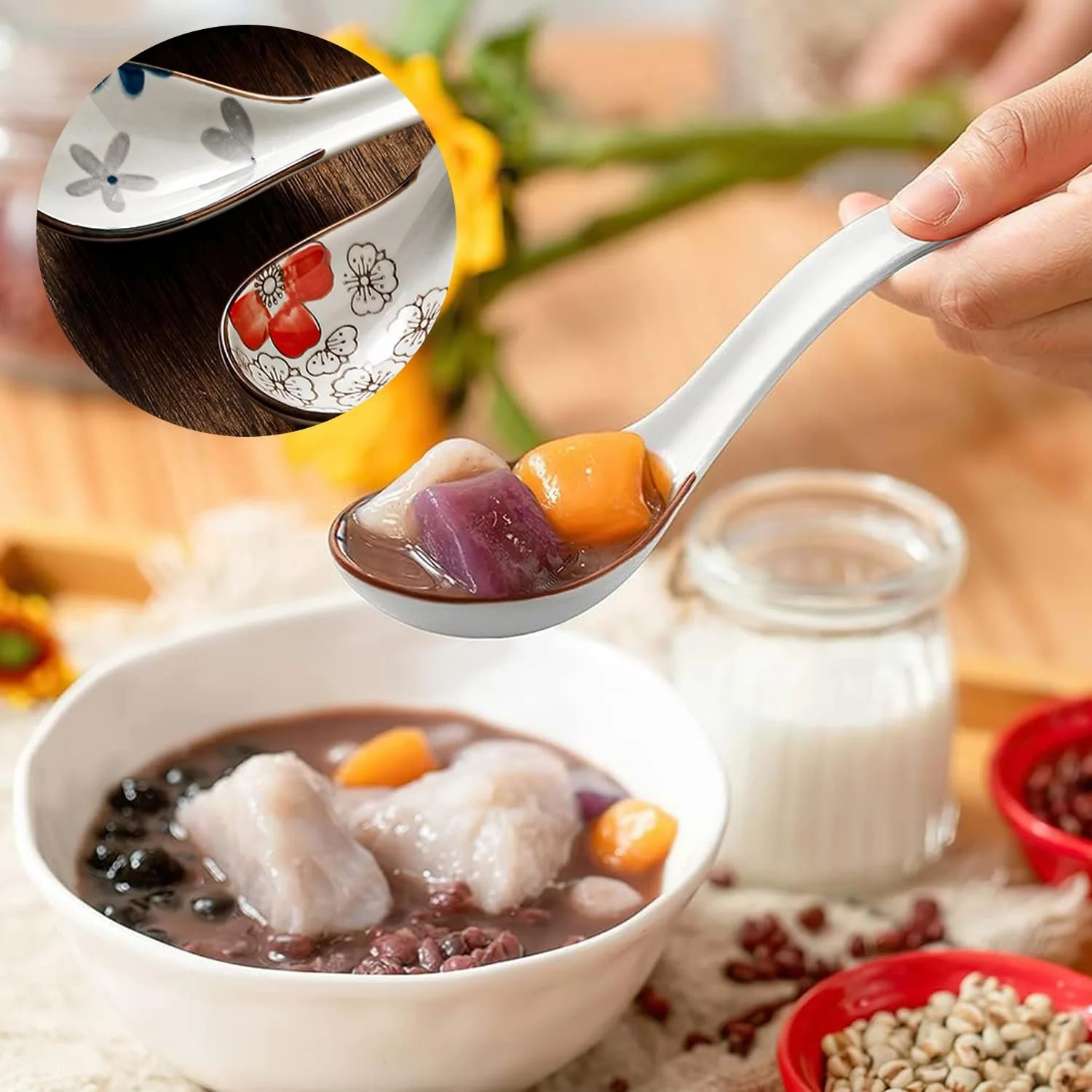 Ложка для китайського супу керамічна 5 шт. Ретро, фото №7