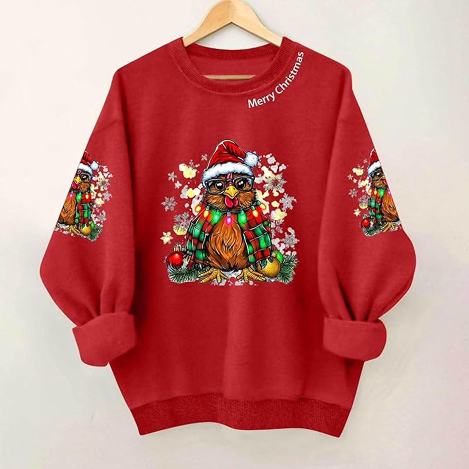 Рождественский свитер LED детский "Merry" с круглым вырезом Милый праздничный принт (3 года - 10 лет), фото №2