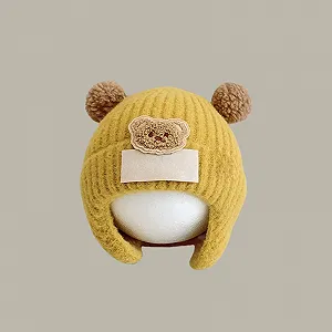 Зимняя шапка Вязаные шапки с рожками для детей и младенцев Желтый synthetic.ua - Фото 1