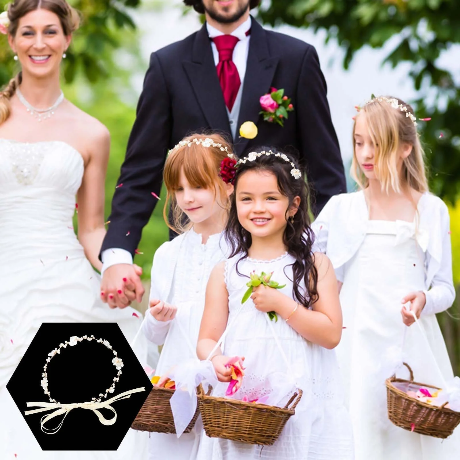 Вінок на голову Квітковий, 2 шт., для дівчинки, фото №4