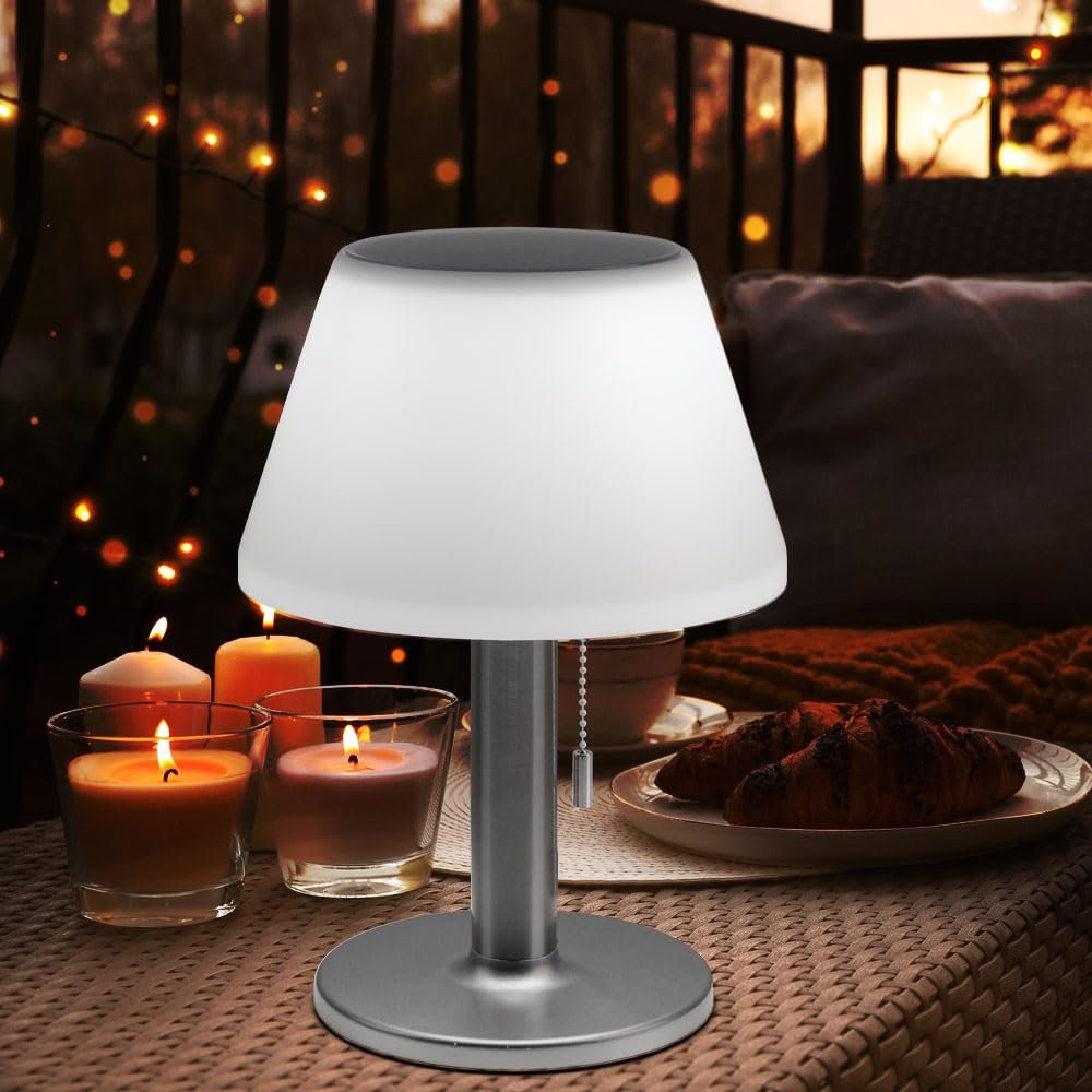 Настільна лампа etc-shop Сонячна вулична IP44 Акумуляторна з вимикачем 10x LED 18,5x28 см Біла, фото №2