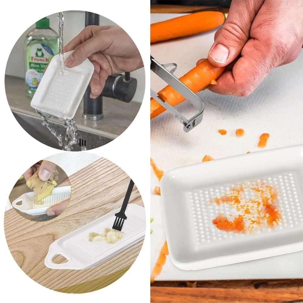 Терка керамічна Wasa для імбиру, часнику, цибулі, квадратна, біла, фото №3