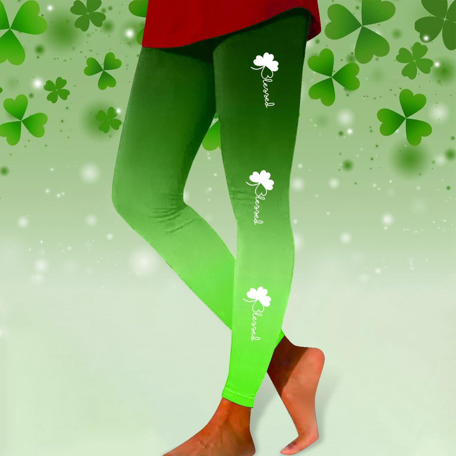 Легінси Generisch St. Patrick's Day, з принтом, Для йоги, непрозорі, облягаючі, спортивні, фото №2