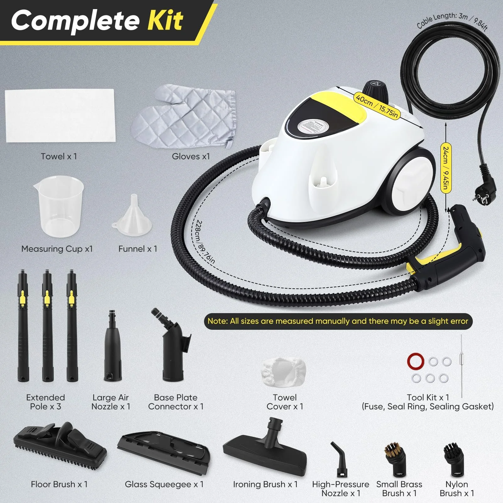 Пароочисник ручний 2100 Вт 2.1 л 5 бар 22 аксесуари, фото №7 Пароочисник ручний 2100 Вт 2.1 л 5 бар 22 аксесуари, фото №7