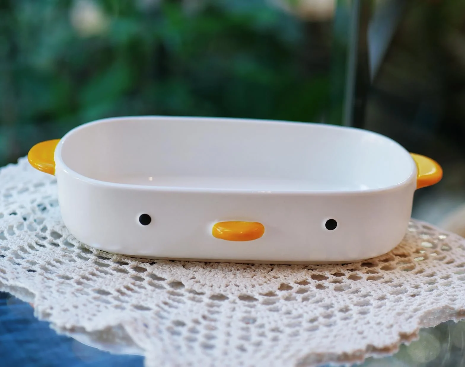 Форма для запікання у формі качки керамічна 7x10 дюймів з ручками біла, фото №7