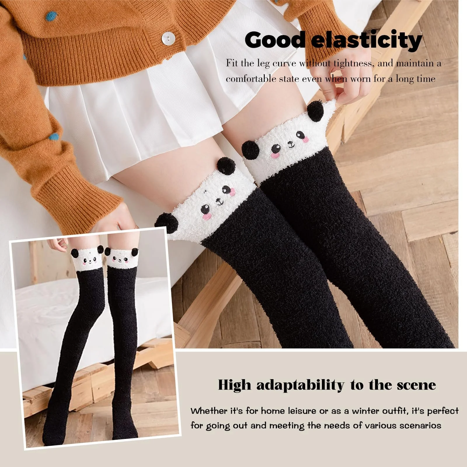 Пара жіночих довгих шкарпеток Panda One Size, фото №6