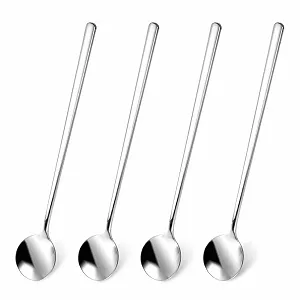 Ложка для латте макиато 4 шт, 17 см, ложка для мороженого, чайная ложка, длинная кофейная ложка с длинной ручкой, ложка для смешивания, для холодного чая, коктейльная ложка, для чая со льдом, кофе, молочного коктейля, холодных напитков - Фото 1