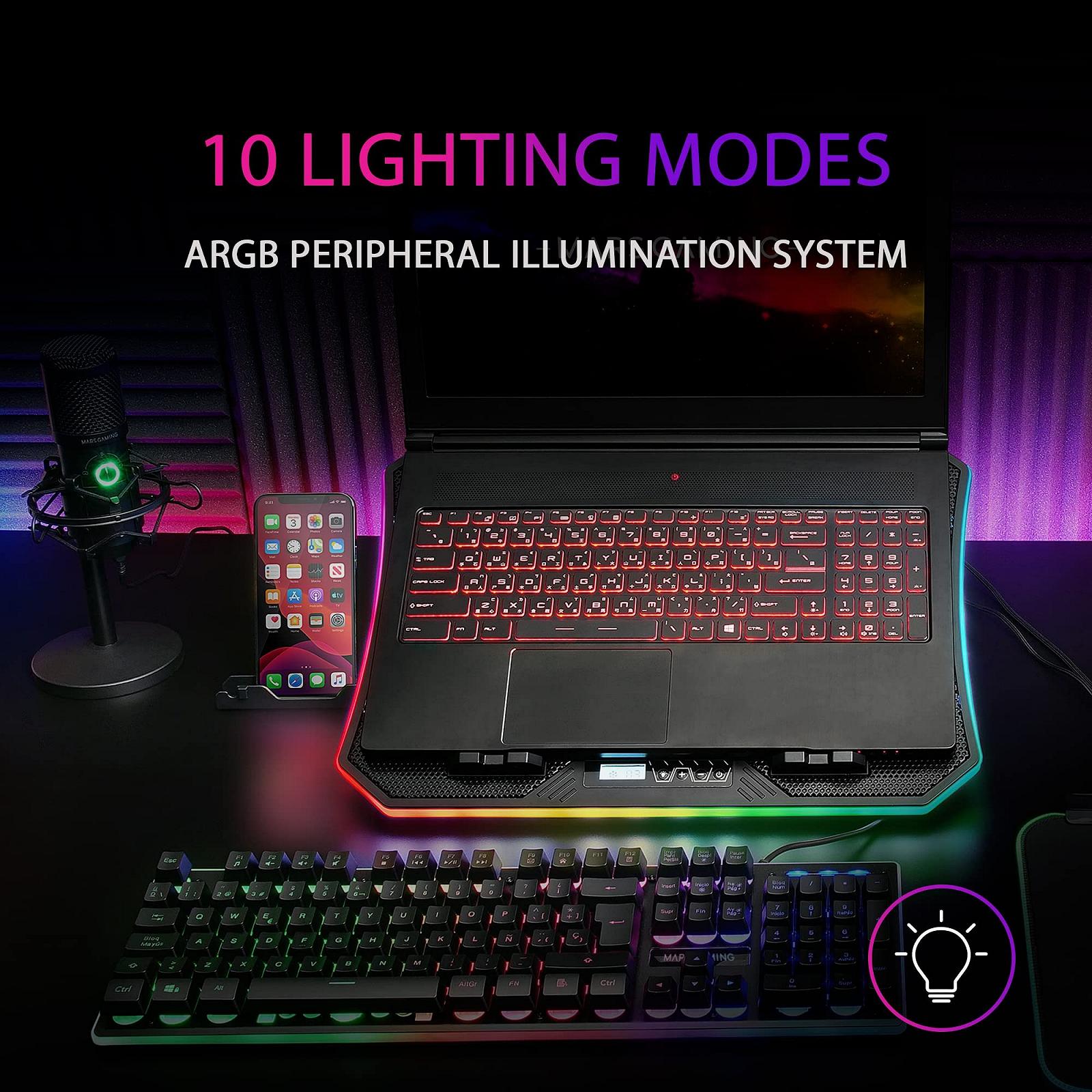 Подставка Тип Mars Gaming MNBC6 XL 19 дюймов ARGB, 3 вентилятора, Подставка для мобильного телефона, фото №3