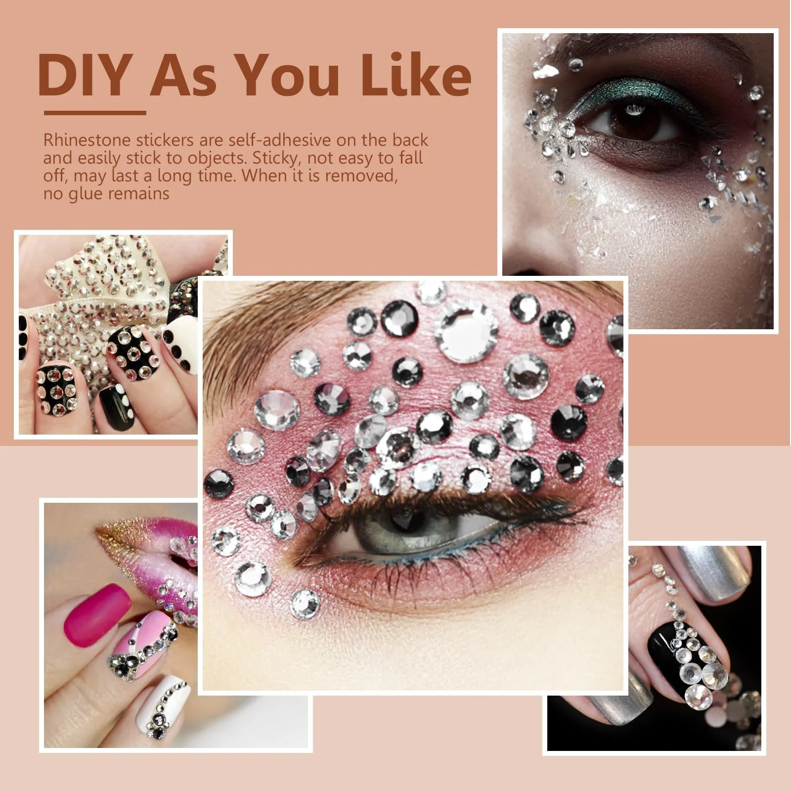 Набор самоклеящихся страз 3440 шт., 1720 круглых серебряных страз и 1720 черных блестящих драгоценных камней, 3/4/6 мм акриловых драгоценных камней для приклеивания, блестящие камни для украшения лица/ногтей/поделок, фото №4 Набор самоклеящихся страз 3440 шт., 1720 круглых серебряных страз и 1720 черных блестящих драгоценных камней, 3/4/6 мм акриловых драгоценных камней для приклеивания, блестящие камни для украшения лица/ногтей/поделок, фото №4