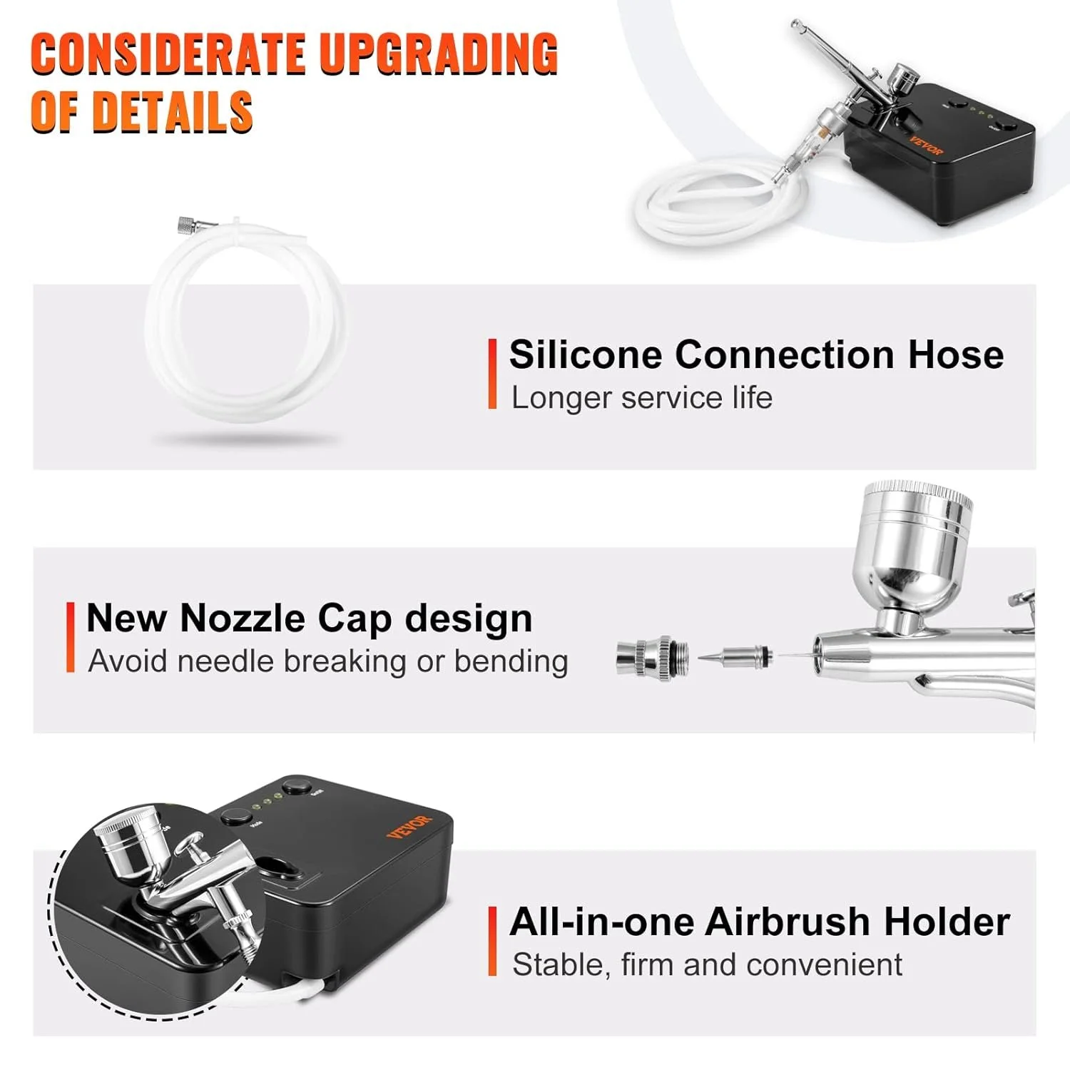 Компресор VEVOR TC-101A з фарбопультом Чорний, фото №4 Компресор VEVOR TC-101A з фарбопультом Чорний, фото №4