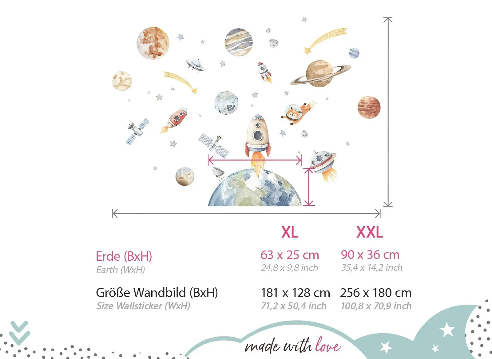 Наклейка на стену Little Deco Space Ship DL5076 XXL, фото №3