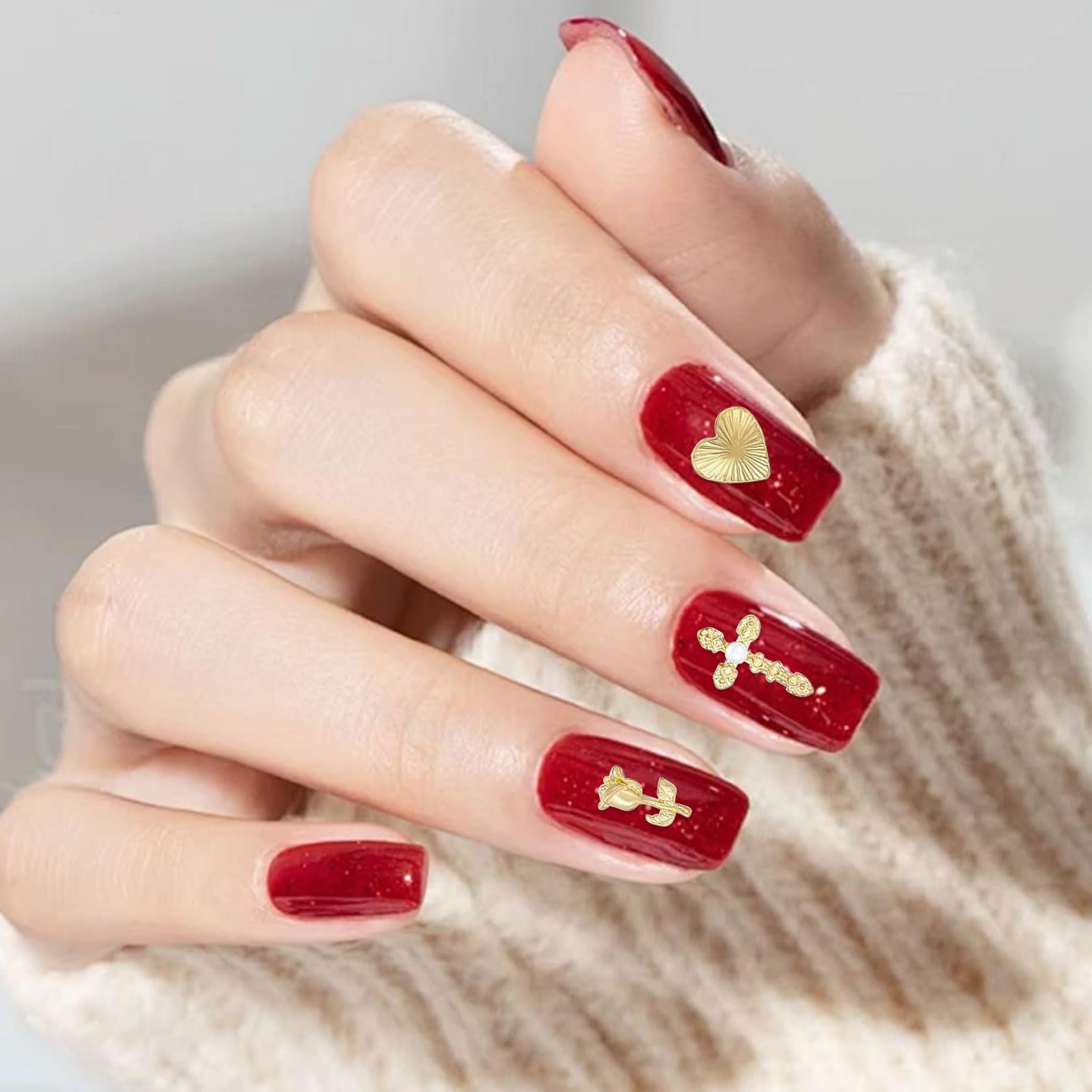 Украшения для ногтей Золото Крест, Роза, Сердце, Дева Мария, фото №7 Украшения для ногтей Золото Крест, Роза, Сердце, Дева Мария, фото №7