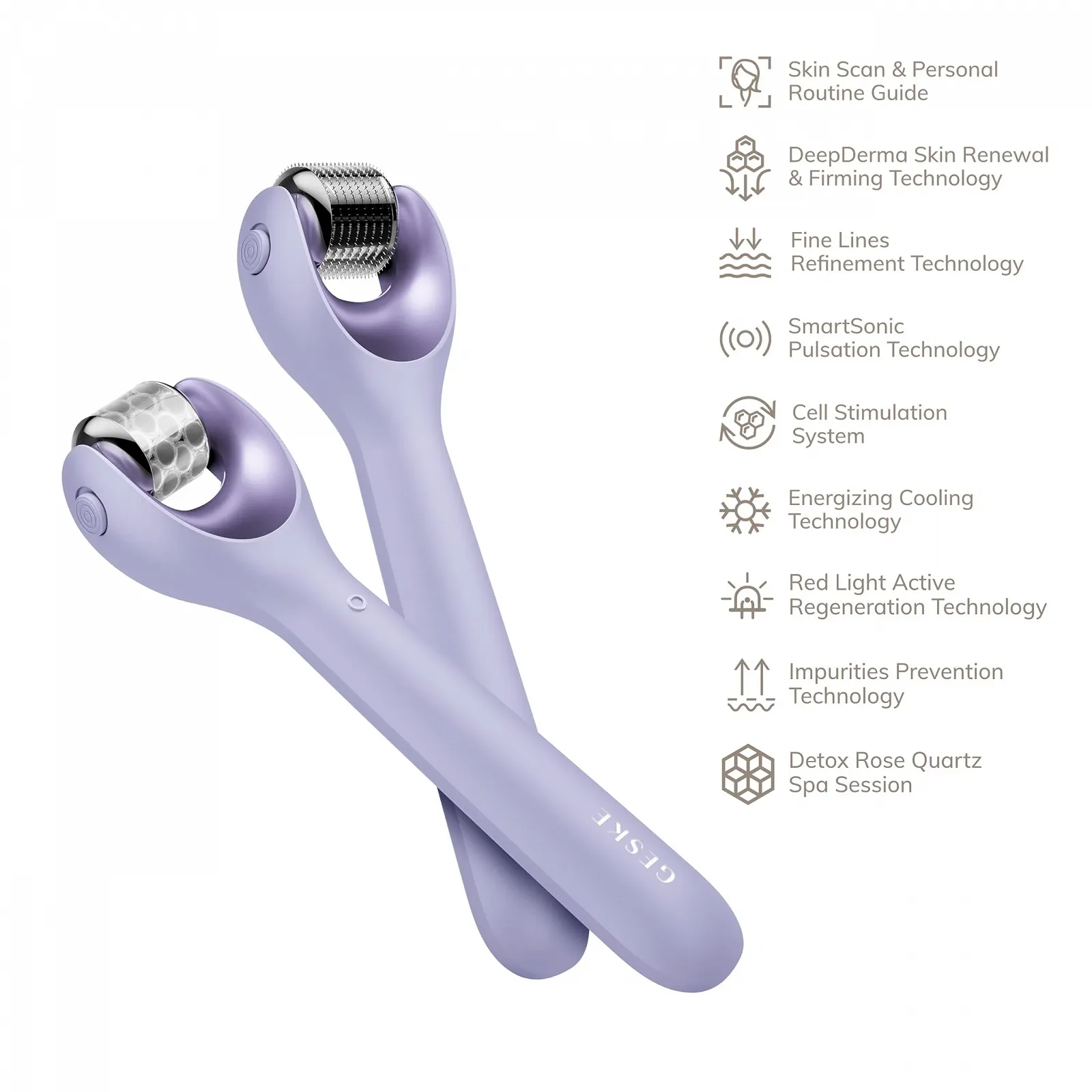 Ролер для обличчя MicroNeedle GESKE SmartAppGuided™ 9 в 1 з рожевим кварцем, фото №4