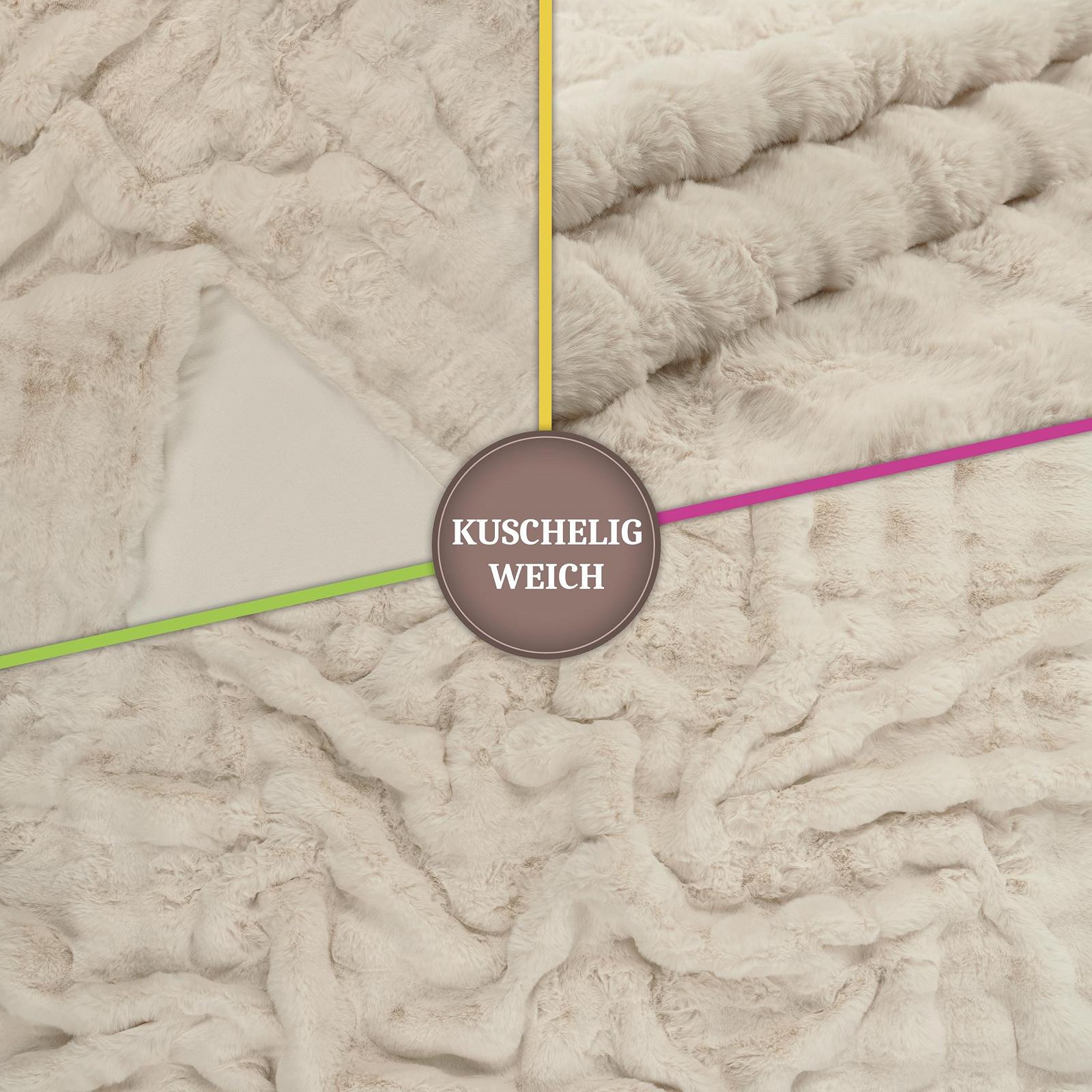 Покрывало Paco Home Декоративное для гостиной Серии Современный Мягкое, Можно стирать, Богемный стиль, Эстетичное покрывало для дивана, Для спальни Пушистое Цвет: Кремовый, Размер: 150 x 200 см, фото №3