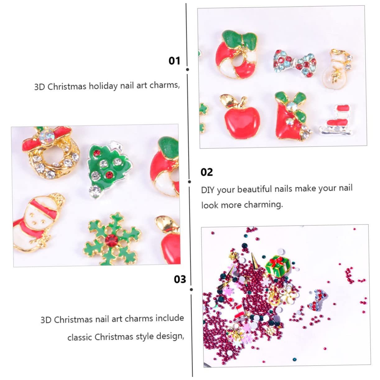 FOMIYES Різдвяні 8 коробок Діаманти для нігтів Підвіски для манікюру, фото №7