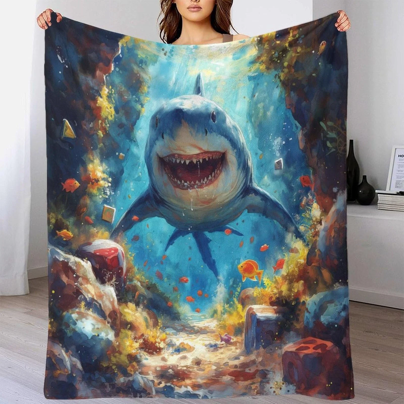 Флісова Покривало VFKLZCNYR Great White Shark Gemütliche Weiche, 200 x 228 см, фото №5