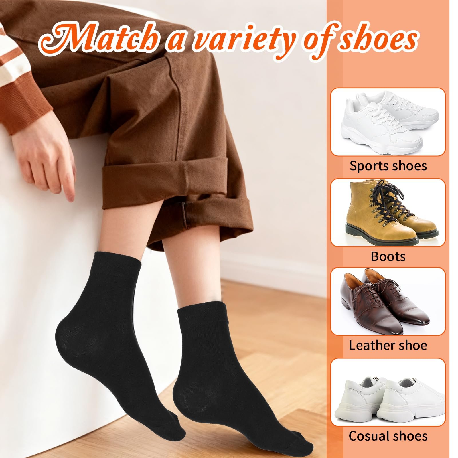 Носки Vin Beauty Женские Спортивные Хлопковые 5 пар Черный, фото №6