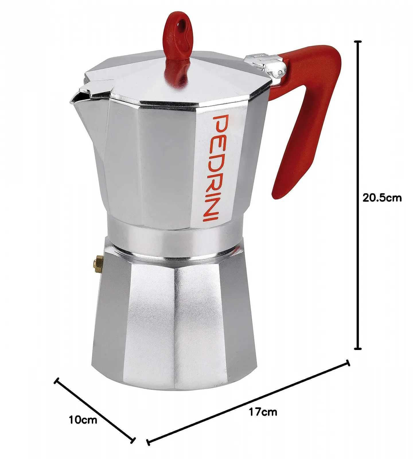 Кофеварка Pedrini 908460 Kaffettiera-6 TZ 300 ml алюминий Silver / Red, фото №3