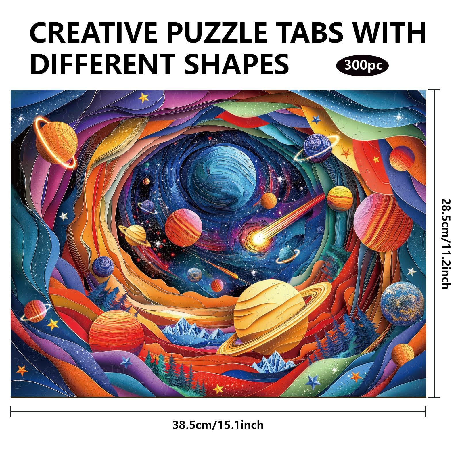 Деревянный пазл GLOBLELAND 3D Universe 300 деталей 285 x 385 x 4 мм, фото №2