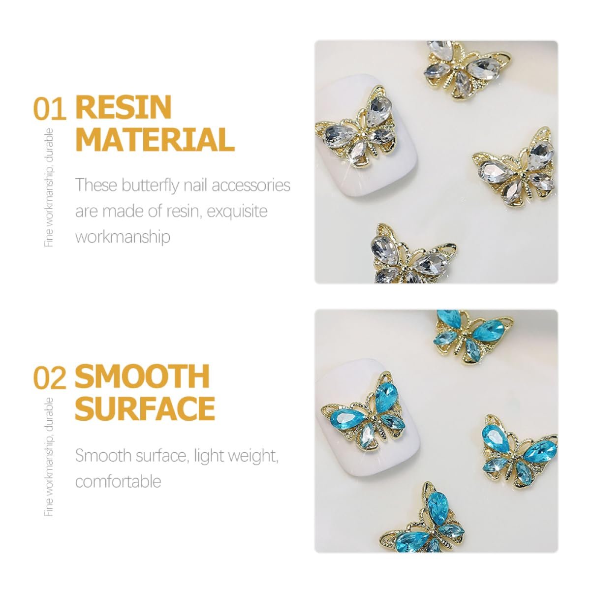 Стрази для нігтів Healeved Наклейки для нігтів Метелики Блискучий, фото №2