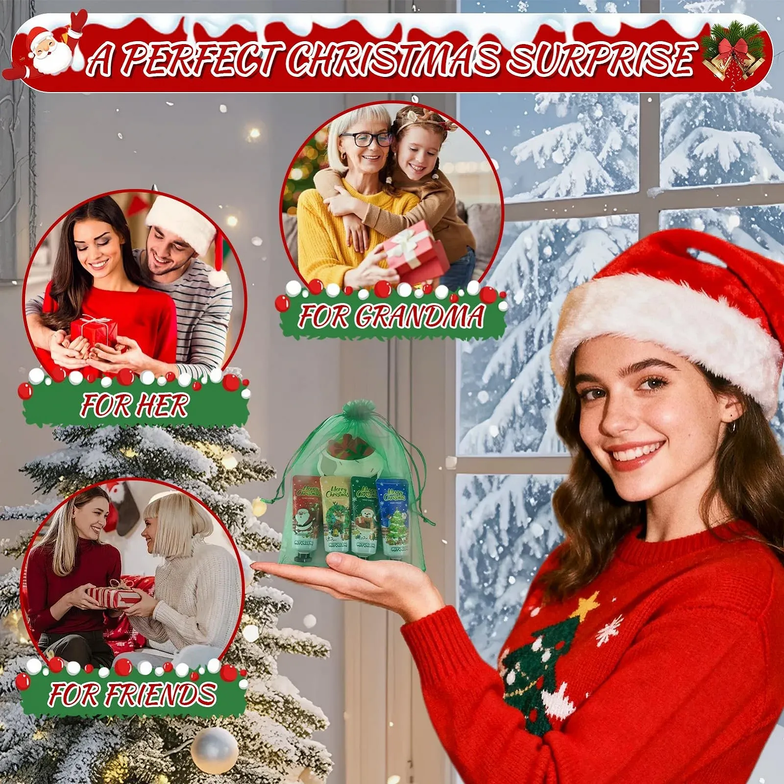 Набор Кремов для Рук Рождественский, 10 Штук Мини Кремов для Рук с Рождественскими Открытками, Мини Крем для Рук, Парфюмированный Крем для Рук, для Сухой и Потрескавшейся Кожи Рук, для Женщин и Мужчин, Рождественский Подарок, фото №6