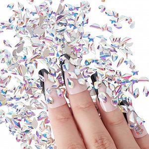 Стразы для ногтей стеклянные 400 штук разных форм, плоские кристаллы для ногтей, украшения для DIY поделок, дизайн ногтей, макияж, наряды - Фото 1