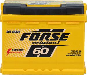 Акумулятор для автомобіля 60-А/Ч (Forse) (R+) 600А обсл. з пробку. (242х175х190мм) 6СТ - 60 А2Н - Фото 1