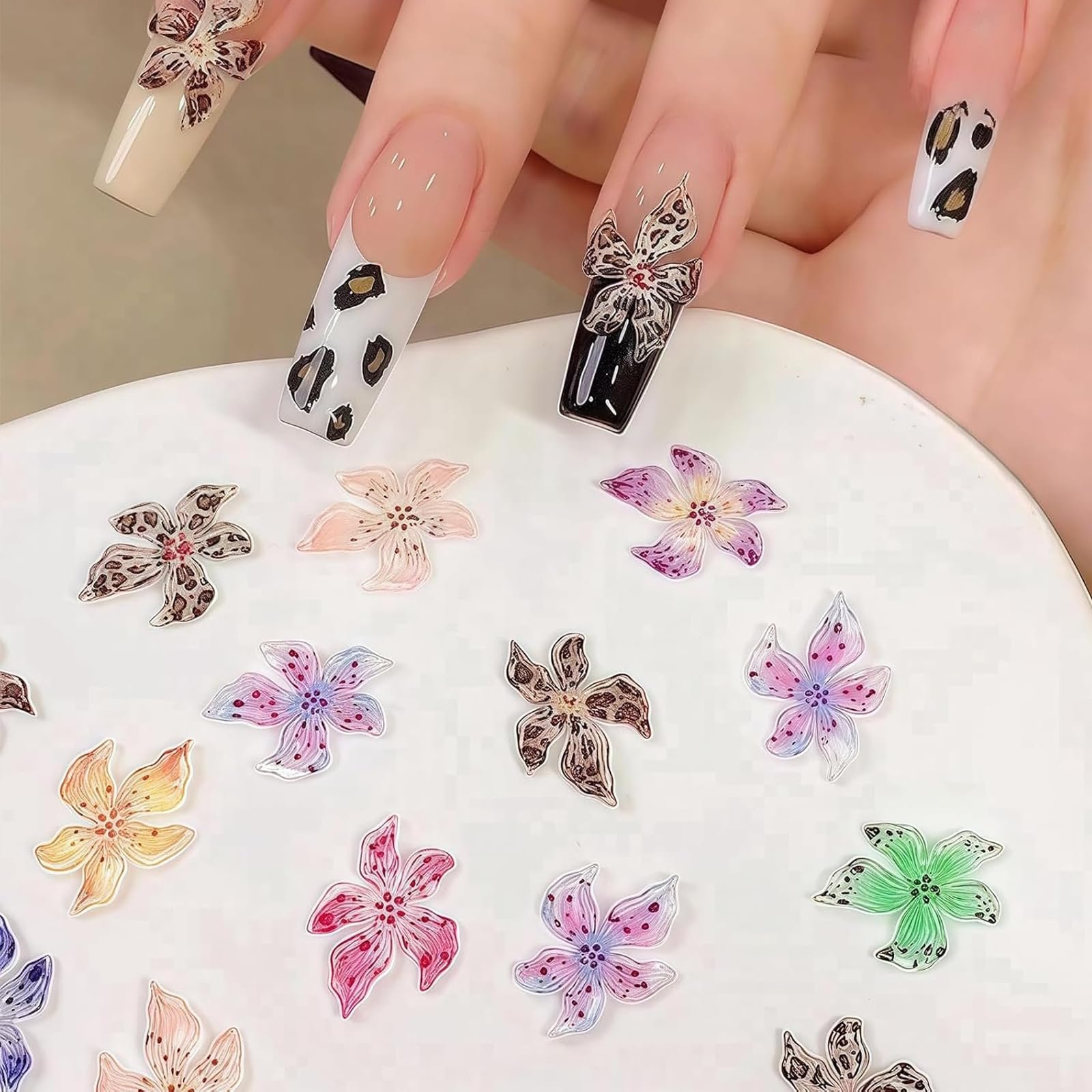 Украшения для ногтей Цветы, 3D Цветы для ногтей, Аксессуары для ногтей, Гавайские кристаллы, Летний маникюр, Украшения для ногтей, Мягкий клей, 80 шт, фото №5