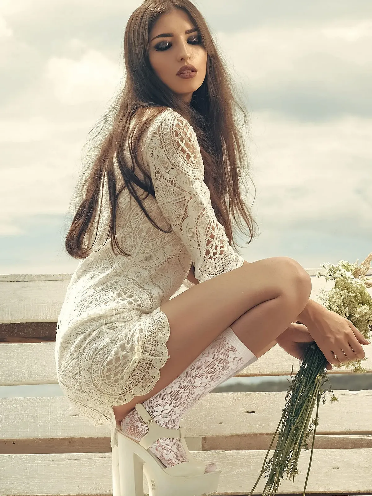 Панчохи Geyoga 4 пари Жіночі сітчасті панчохи до колін, фото №2