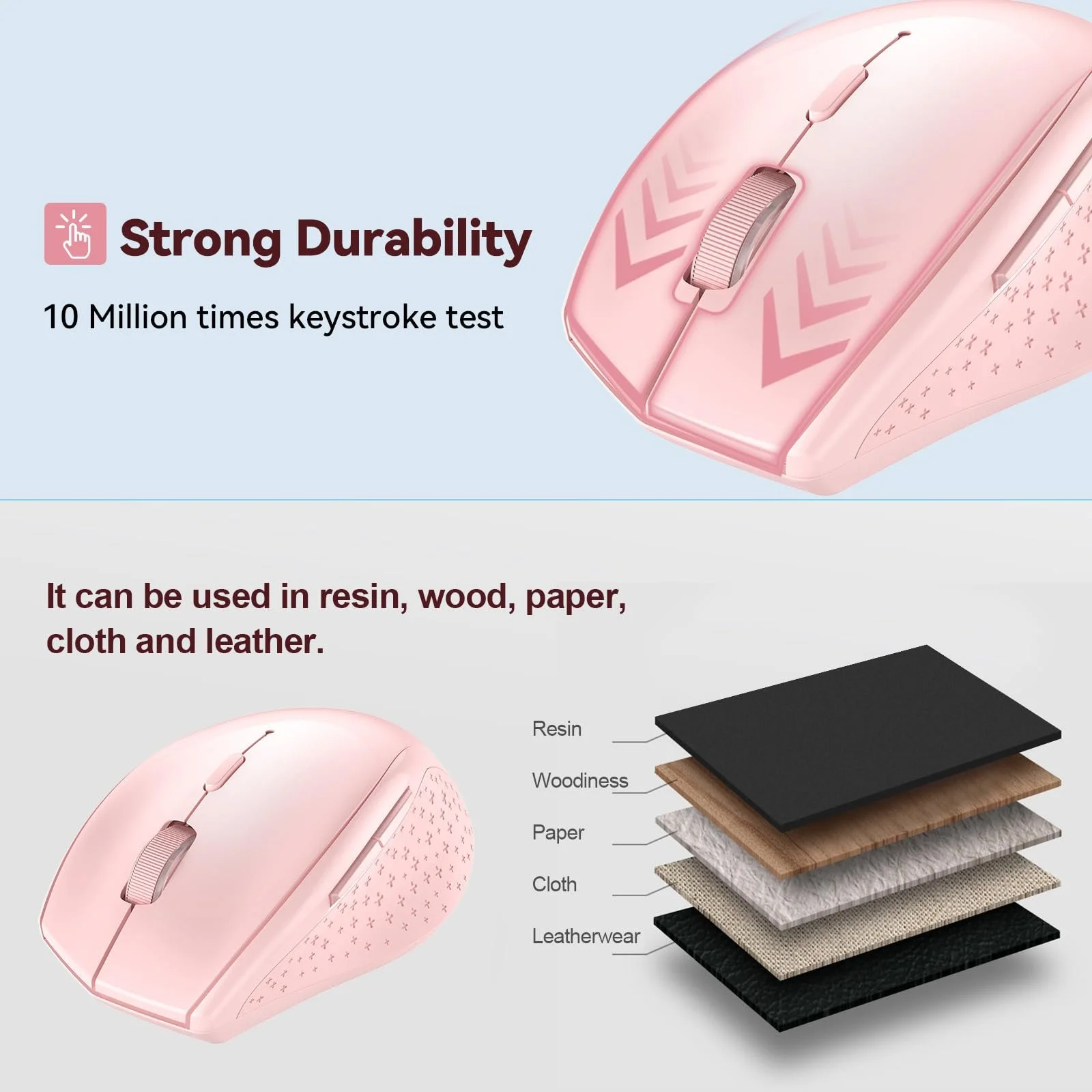 Мышь Bluetooth TECKNET Беспроводная 3200 DPI 6 уровней DPI Розовый, фото №8