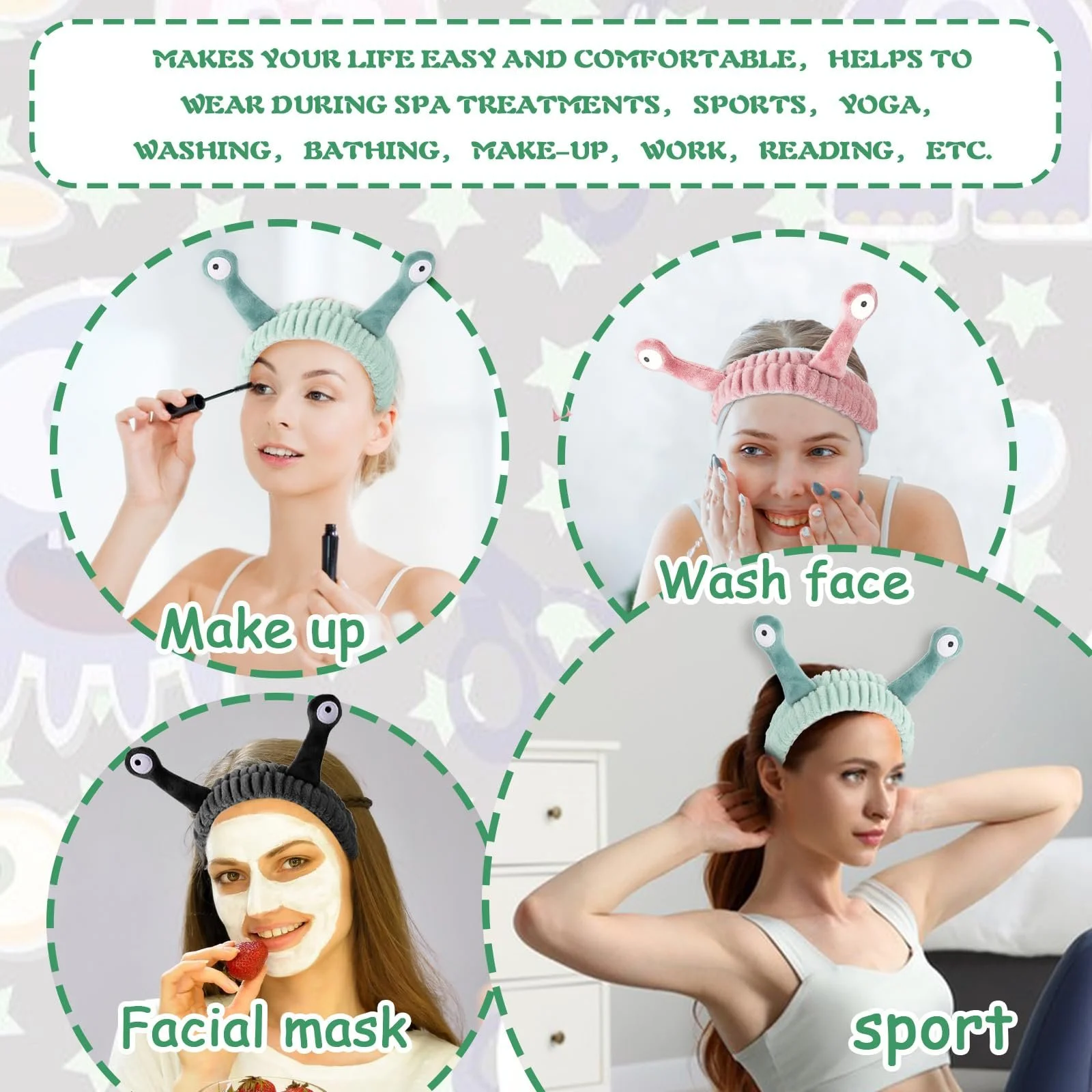 Пов'язка на голову Molain для вмивання обличчя, спа-пов'язка, фото №7