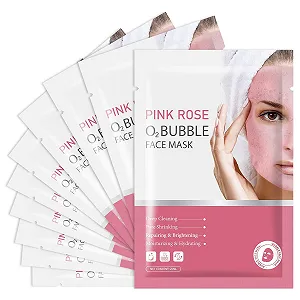 Маска для обличчя пінна Pack of 10 Pink Rose O2 бульбашкова Очищення та омолодження - Фото 1