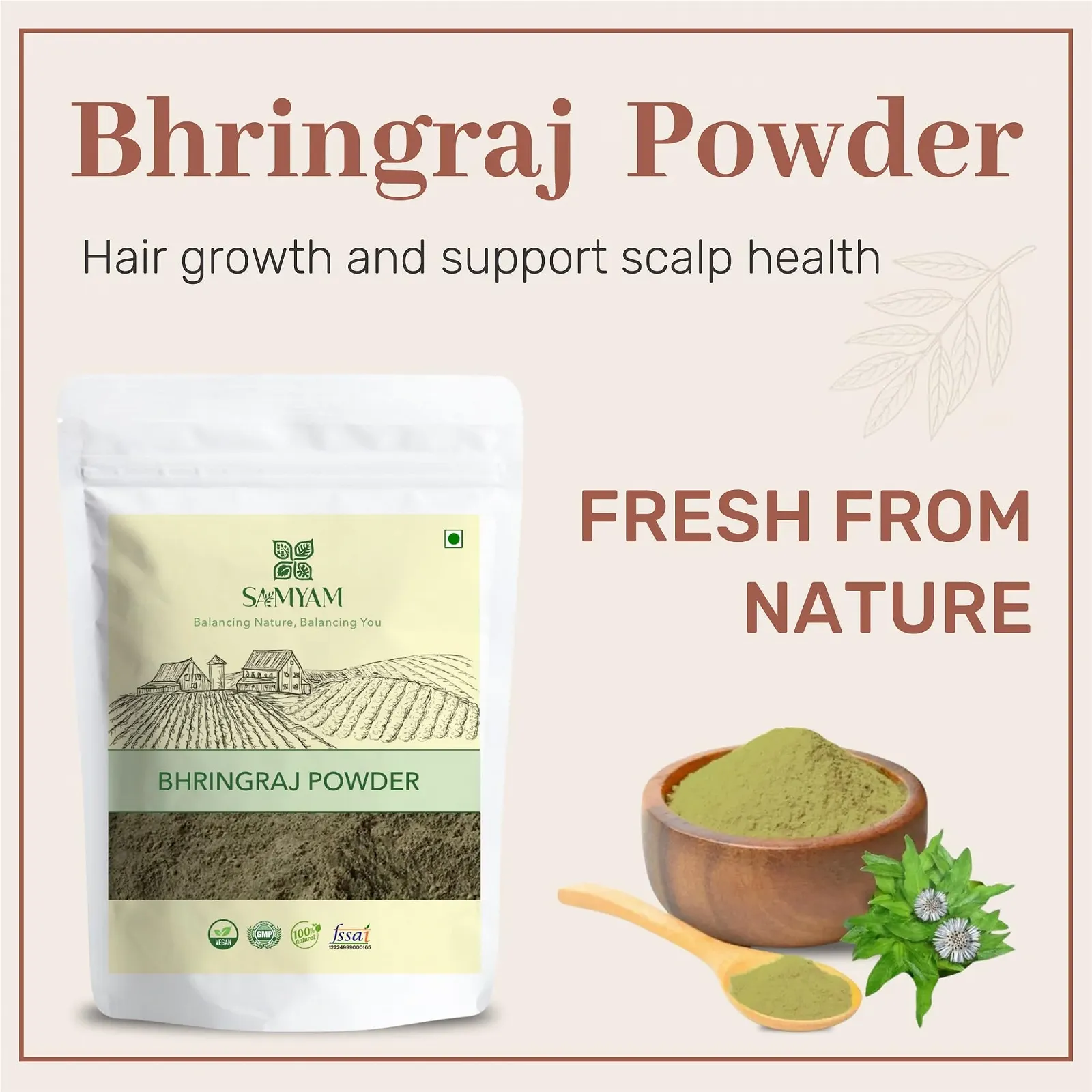 Порошок для догляду за волоссям SAMYAM Bhringraj Herbal - упаковка 200 г, фото №2 Порошок для догляду за волоссям SAMYAM Bhringraj Herbal - упаковка 200 г, фото №2