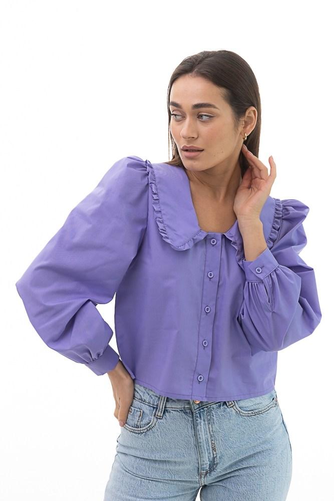 Блуза женская укороченная с объемными рукавами сиреневая Modna KAZKA MKAR69007-3 44, фото №4 Блуза женская укороченная с объемными рукавами сиреневая Modna KAZKA MKAR69007-3 44, фото №4