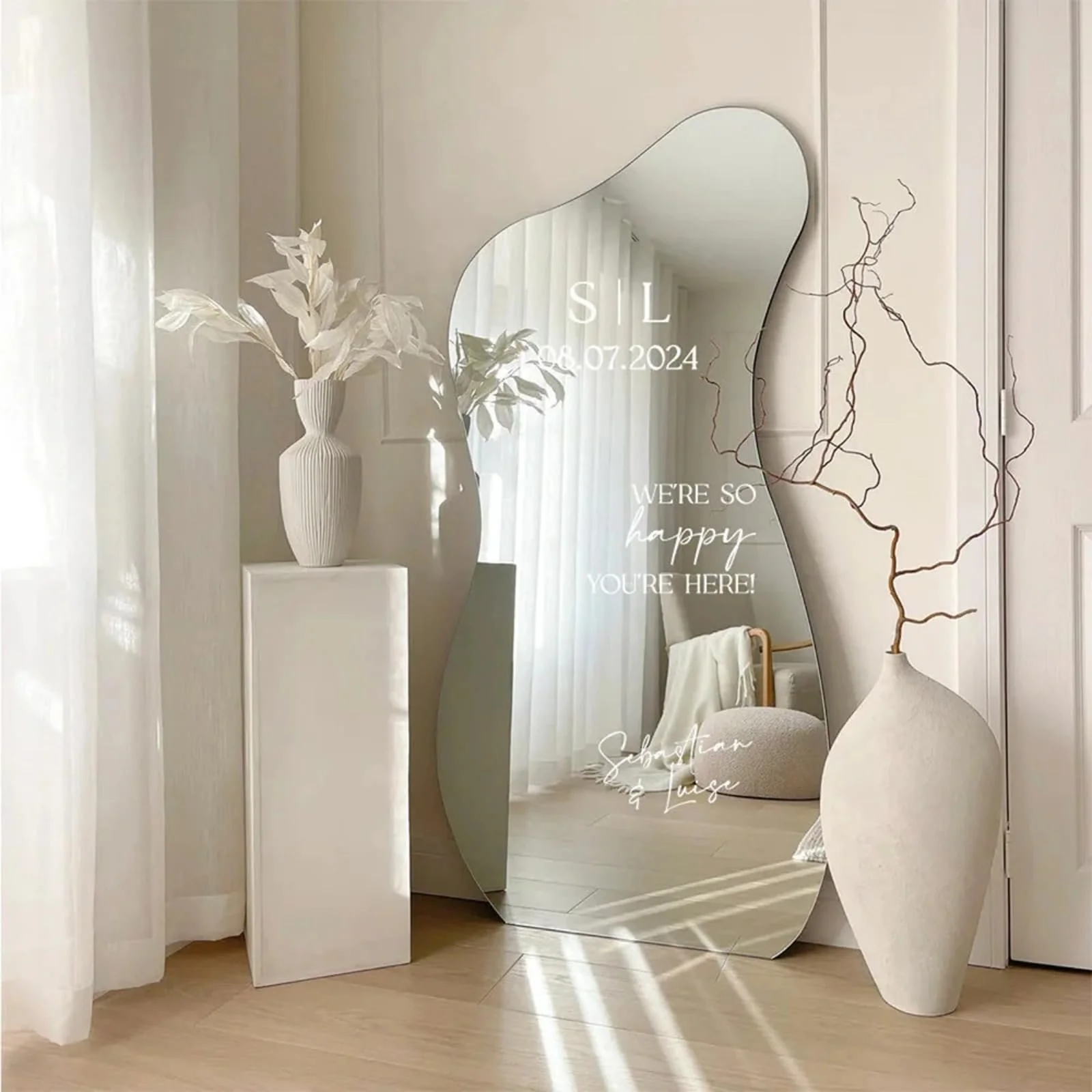 Наклейка на дзеркало Welcome To The Wedding Vinyl Mirror Stickers Персоналізована Чорний 42 см, фото №3