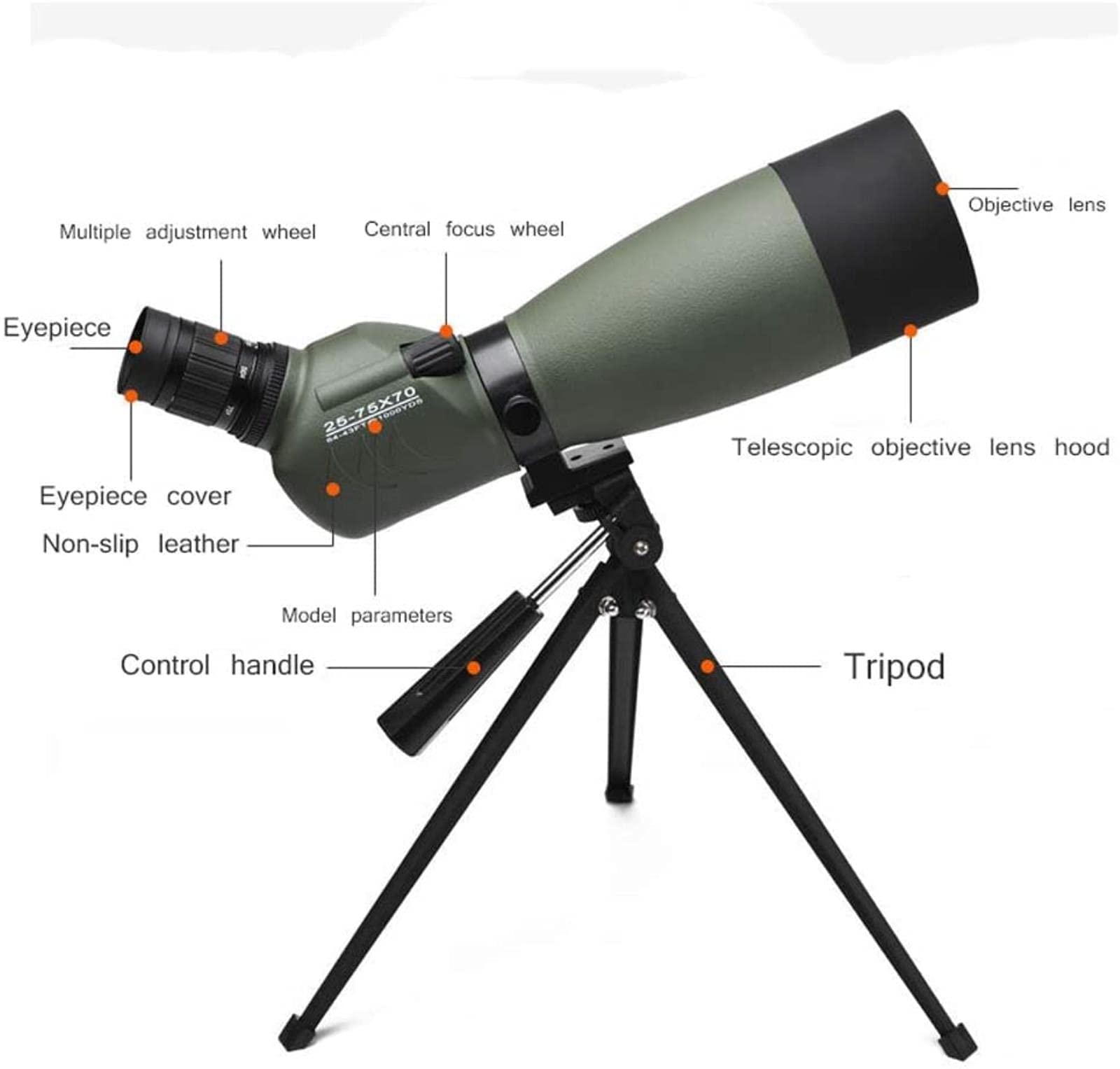 Телескопічний монокуляр QHYTL HD Водонепроникний з триногою для спостереження за птахами, походів, кемпінгу, оглядин, фото №5