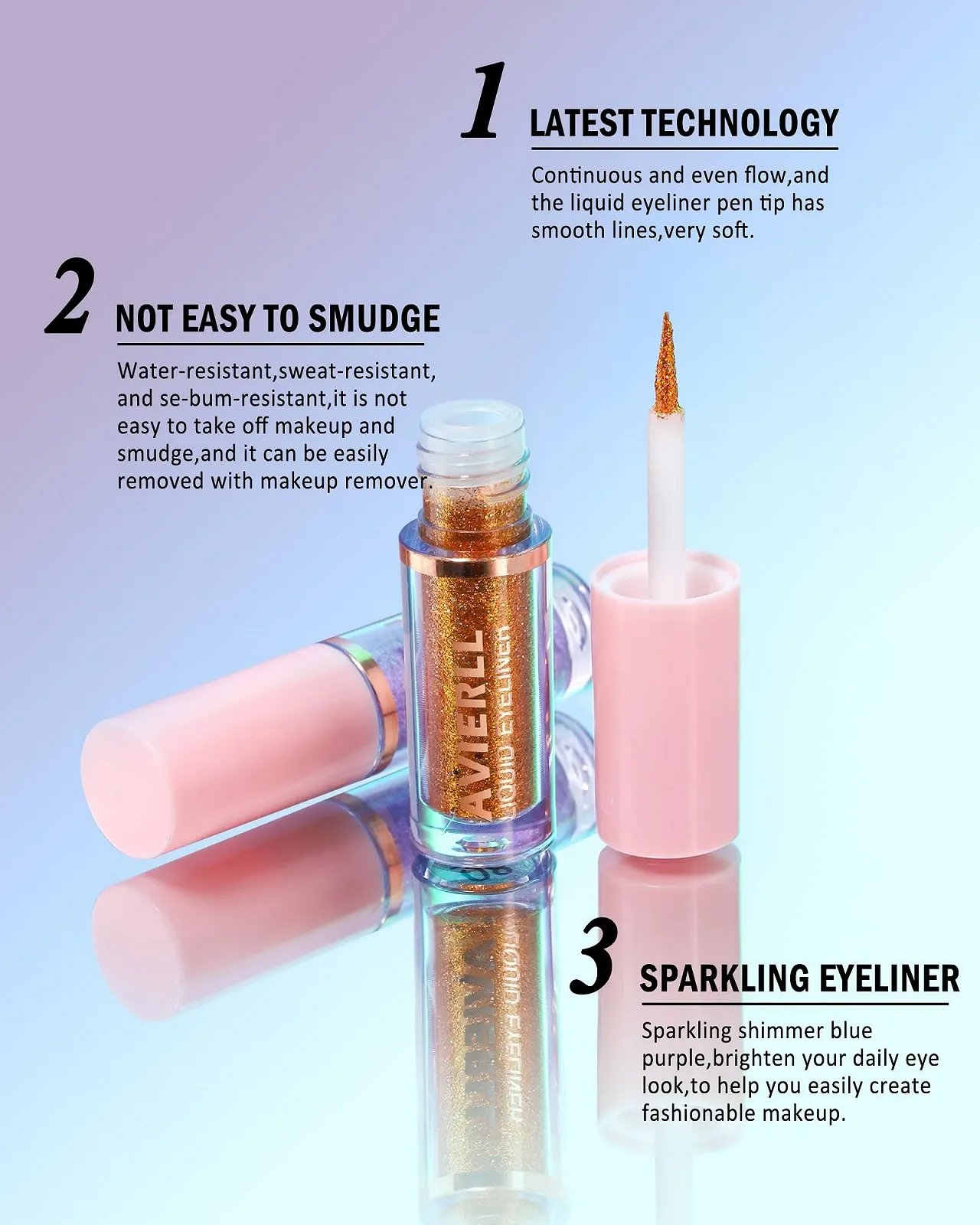 Набір LXMIL 3 Pieces Liquid Glitter Eyeliner 04+05+06 водостійка, фото №6 Набір LXMIL 3 Pieces Liquid Glitter Eyeliner 04+05+06 водостійка, фото №6