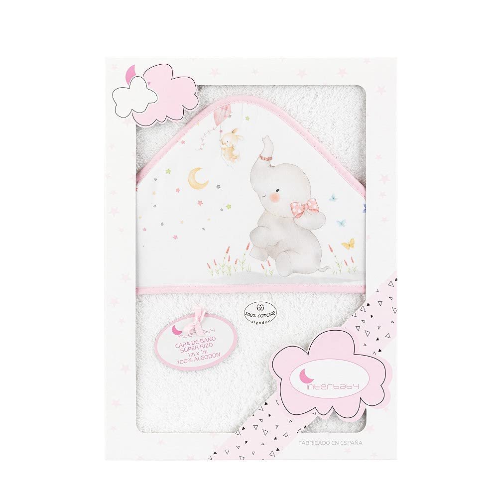 Полотенце с капюшоном Interbaby Elephant Белый Розовый Розовый, фото №1