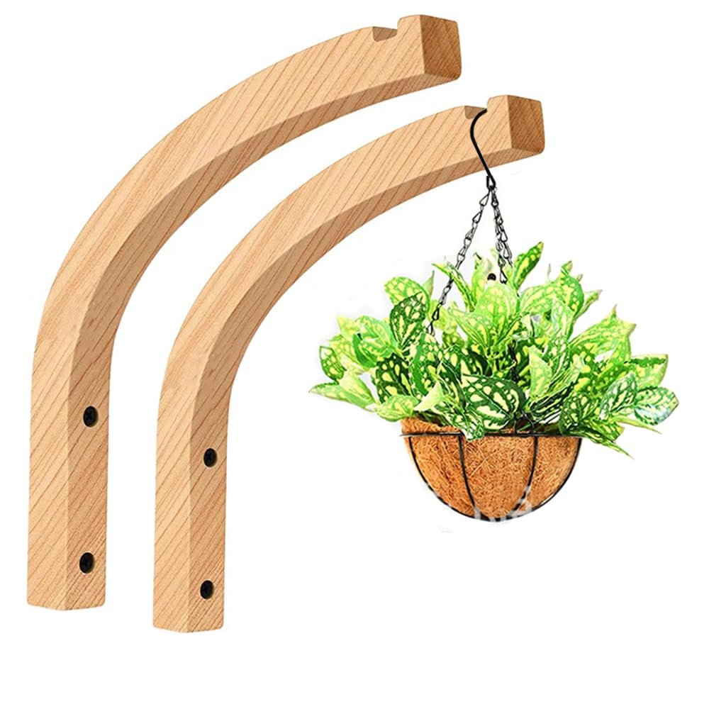 Держатели для растений Kaxich Деревянные настенные кронштейны 2 шт. для кашпо и фонарей, фото №1