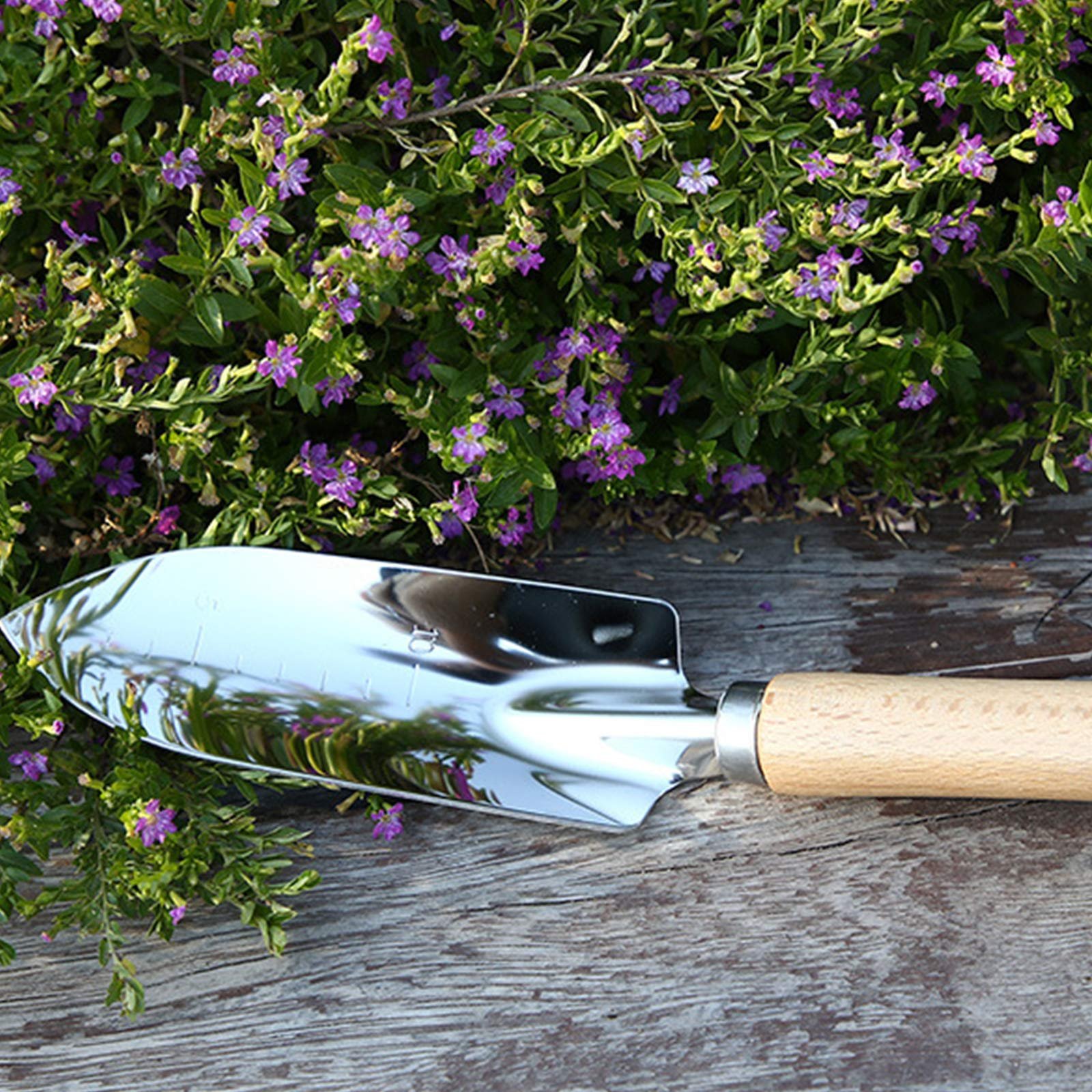 Лопата совковая садовый scalingscal, малый, универсальный, из нержавеющей стали, с деревянной ручкой, для посадки, пересадки, прополки, устойчив к коррозии., фото №4