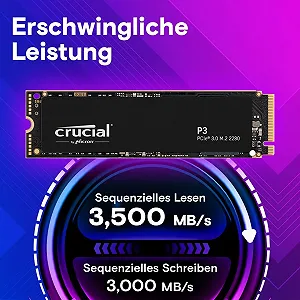 Внутрішній SSD-накопичувач Crucial P3 500GB M.2 PCIe Gen3 NVMe 3D NAND (CT500P3SSD8) synthetic.ua - Фото 1