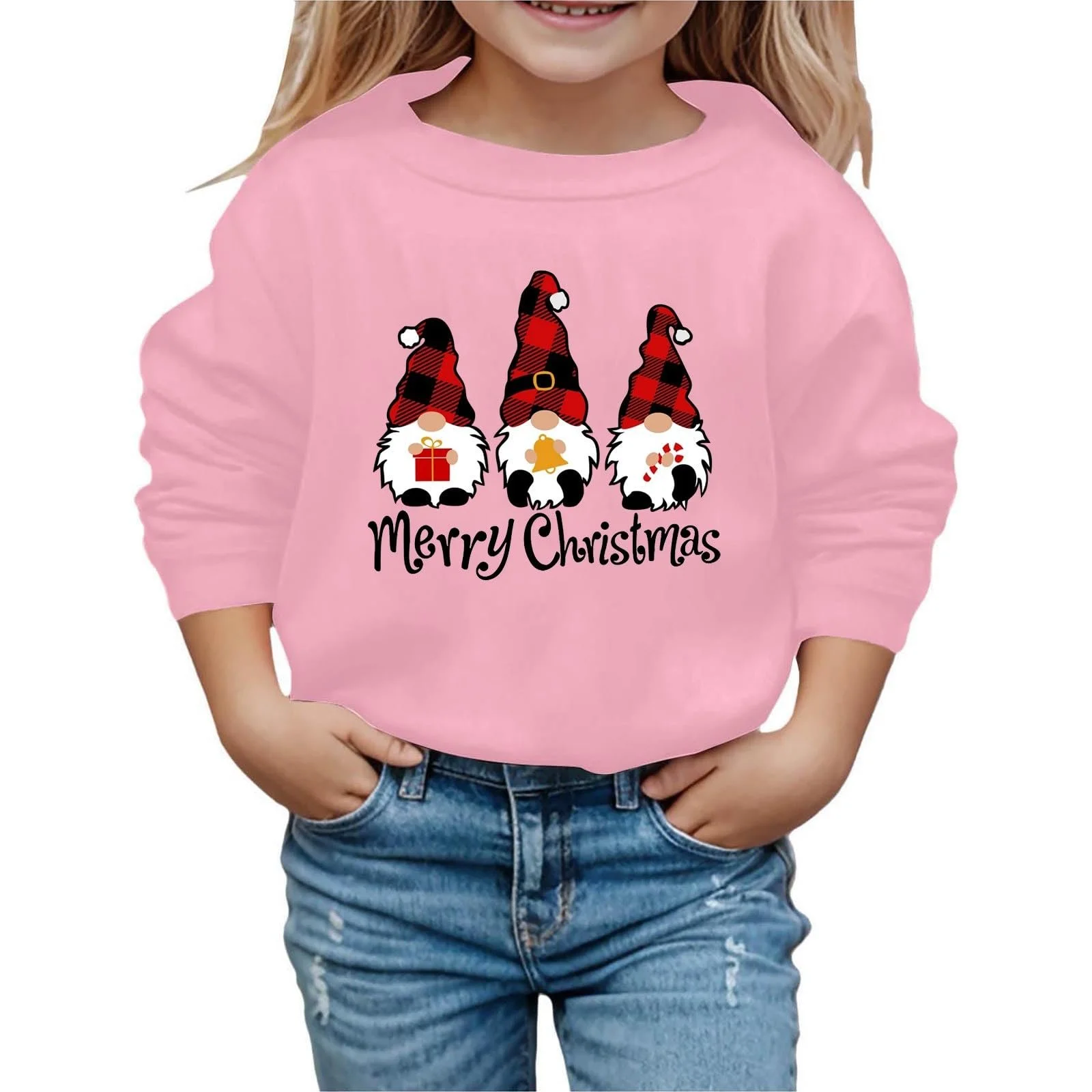 Джемпер детский Рождественский, свитшот для малышей и подростков, свитер Sport 110, 140 158 с длинными рукавами, детский джемпер Pumpkin Santa, футболки, фото №1