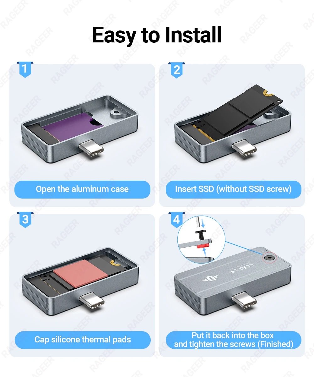 Зовнішній адаптер JEYI 2230L M.2 NVMe 2230 PCIe SSD to USB 3.2 Gray, фото №12