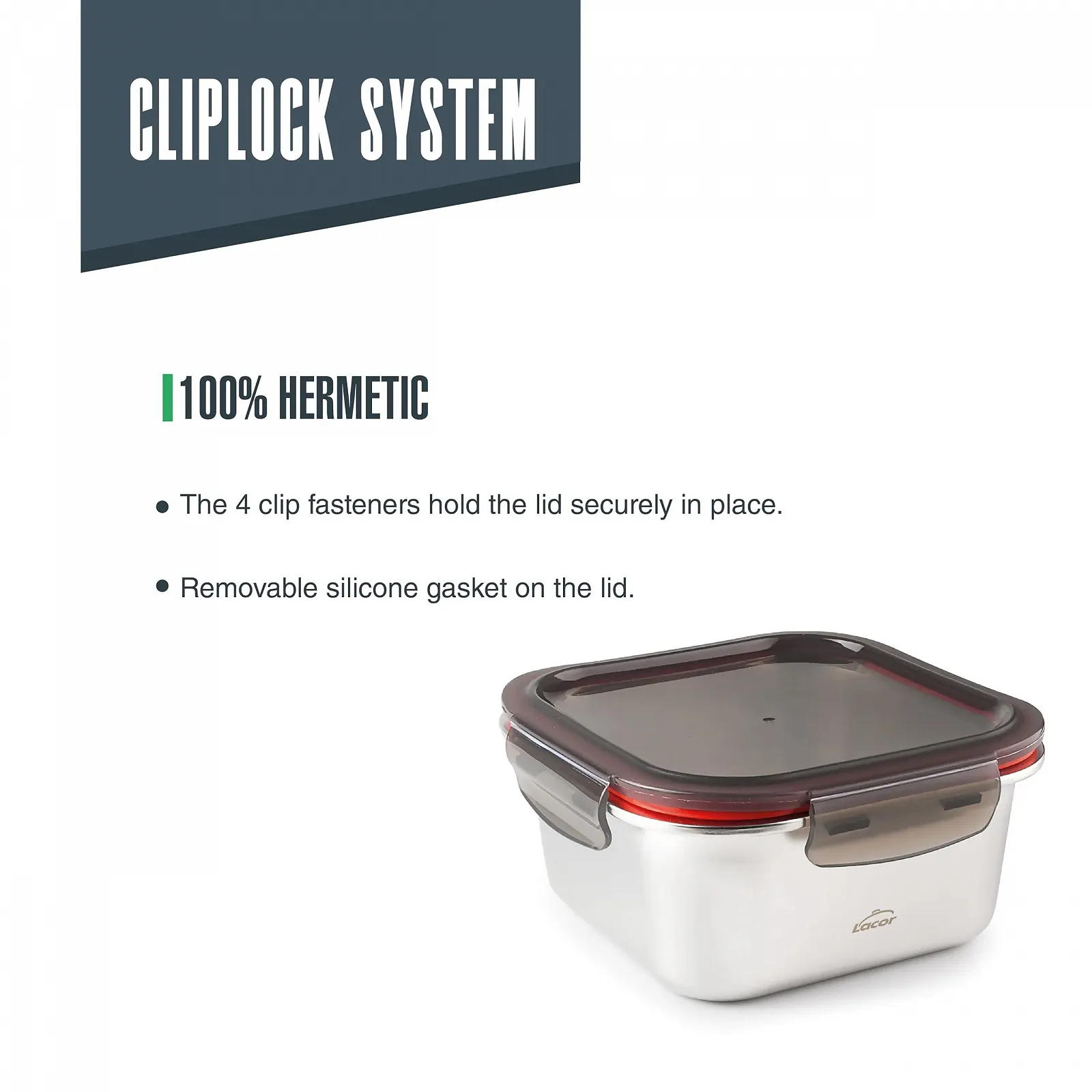 Квадратный контейнер для еды Lacor Ecoinox 64613 650 мл Нержавеющая сталь 18/10 Silver, фото №6 Квадратный контейнер для еды Lacor Ecoinox 64613 650 мл Нержавеющая сталь 18/10 Silver, фото №6