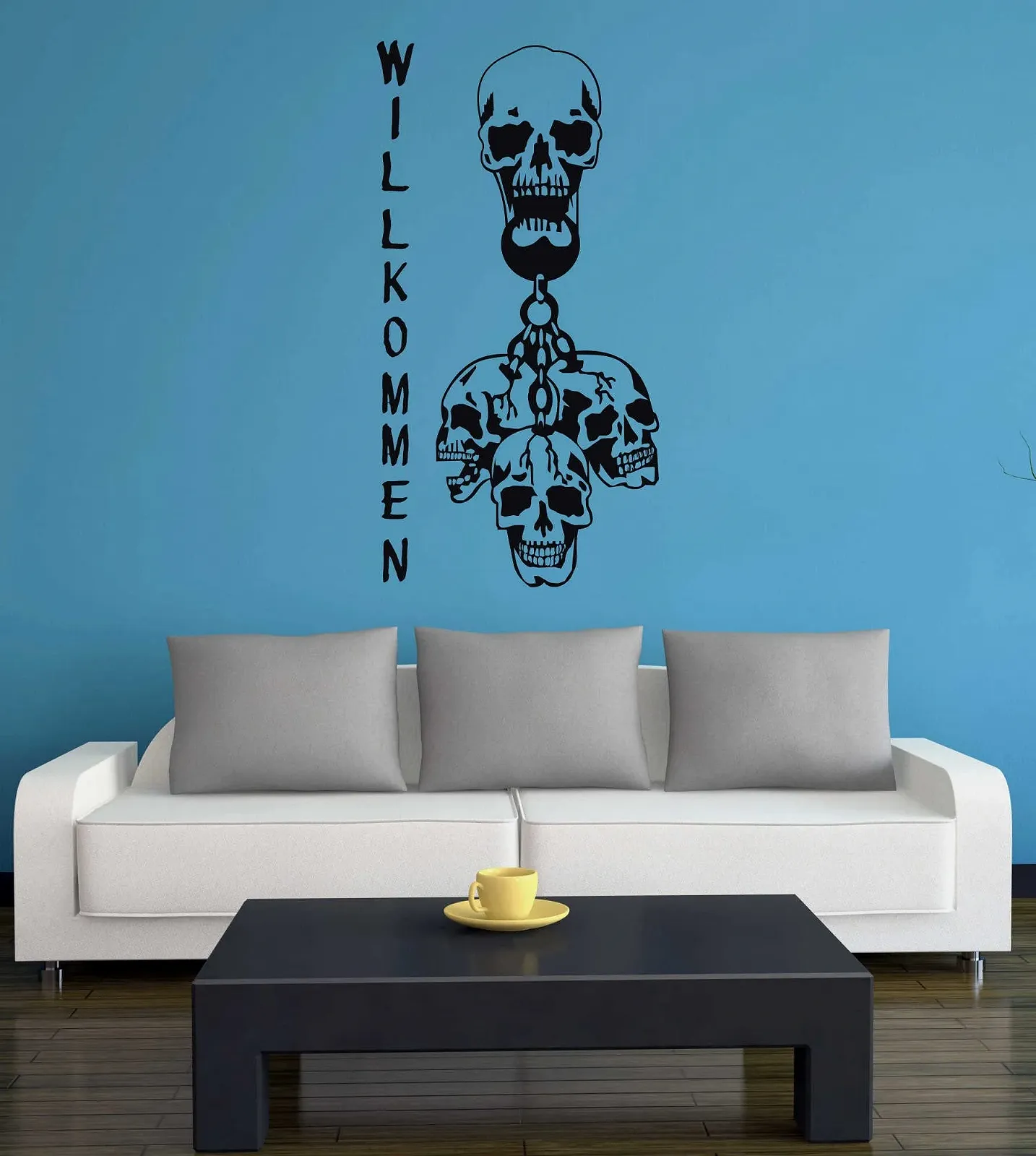 Наклейка на двері Klebesüchtig A161 Welcome Skull 60 см x 32 см Чорна, фото №2 Наклейка на двері Klebesüchtig A161 Welcome Skull 60 см x 32 см Чорна, фото №2